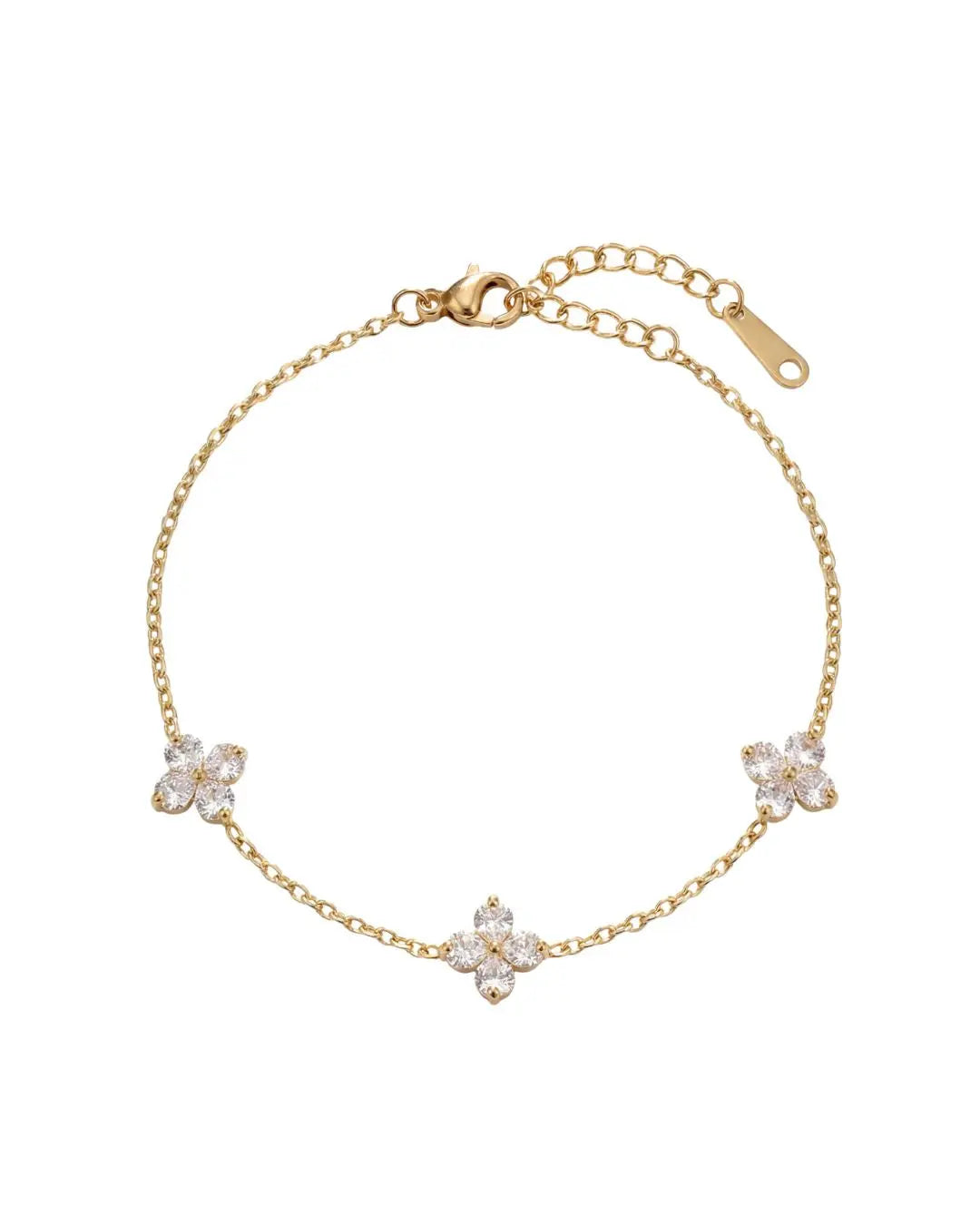 Celeste 18K Gold Plated CZ Four Leaf Clover Diamond Bracelet Desse Collective