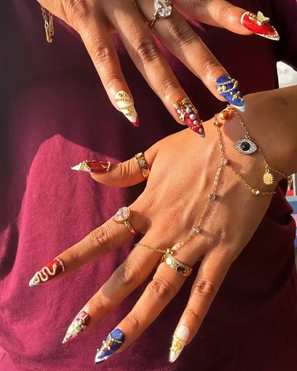 Reign 18K Gold Plated Hand Link Chain Bracelet Desse Collective
