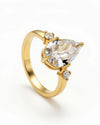 Élise 18K Gold Plated Pear Cut CZ Solitaire Ring Desse Collective