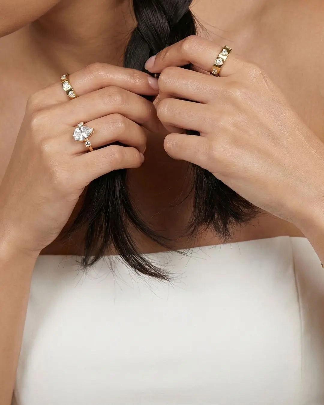 Élise 18K Gold Plated Pear Cut CZ Solitaire Ring Desse Collective