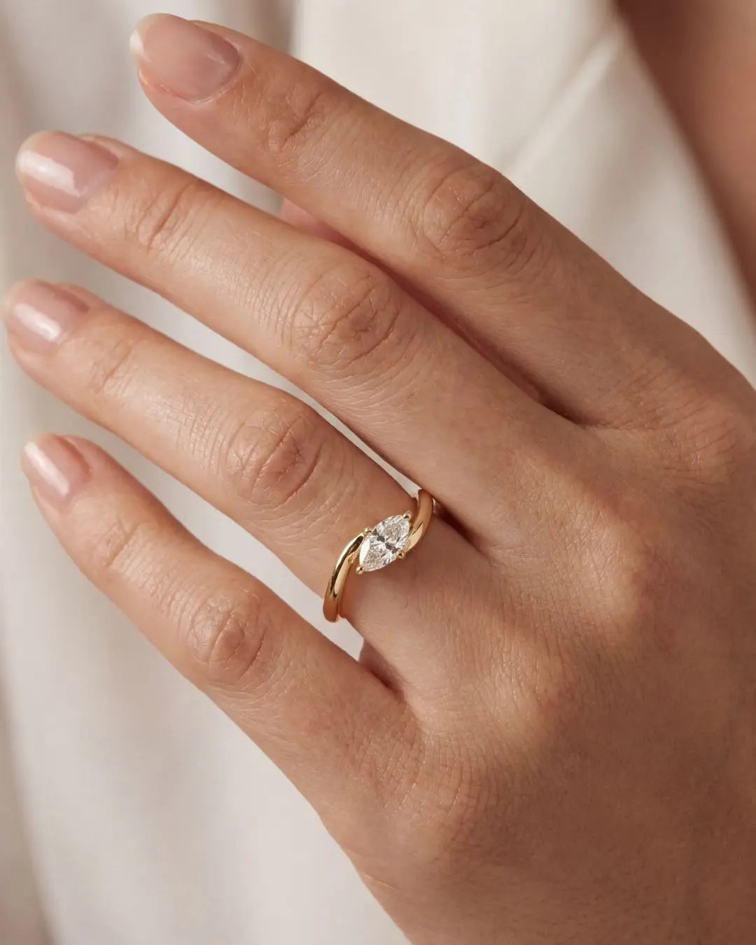 Ayla 18K Gold CZ Marquise Ring Desse Collective