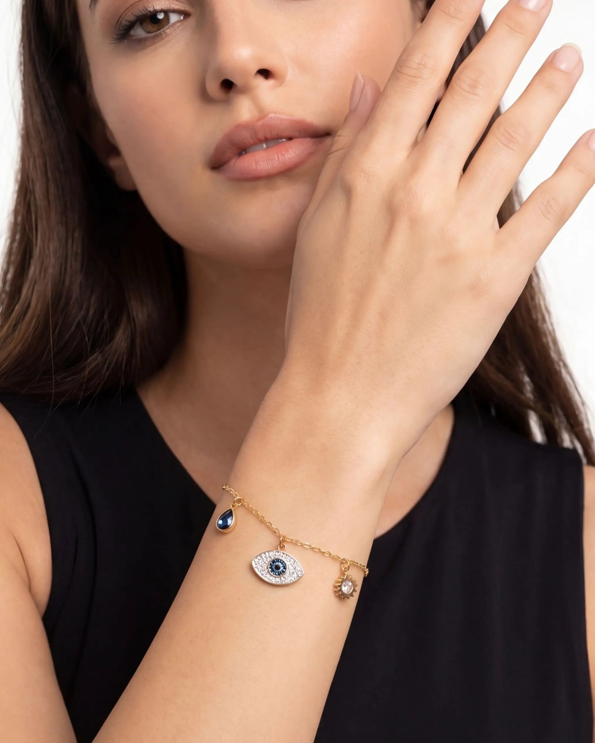 Taurus Evil Eye Charm Bracelet | 18K Gold Plated CZ Desse Collective