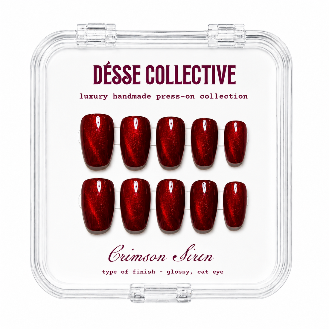 Crimson Siren Cat Eye Press-On Nails Désse Collective