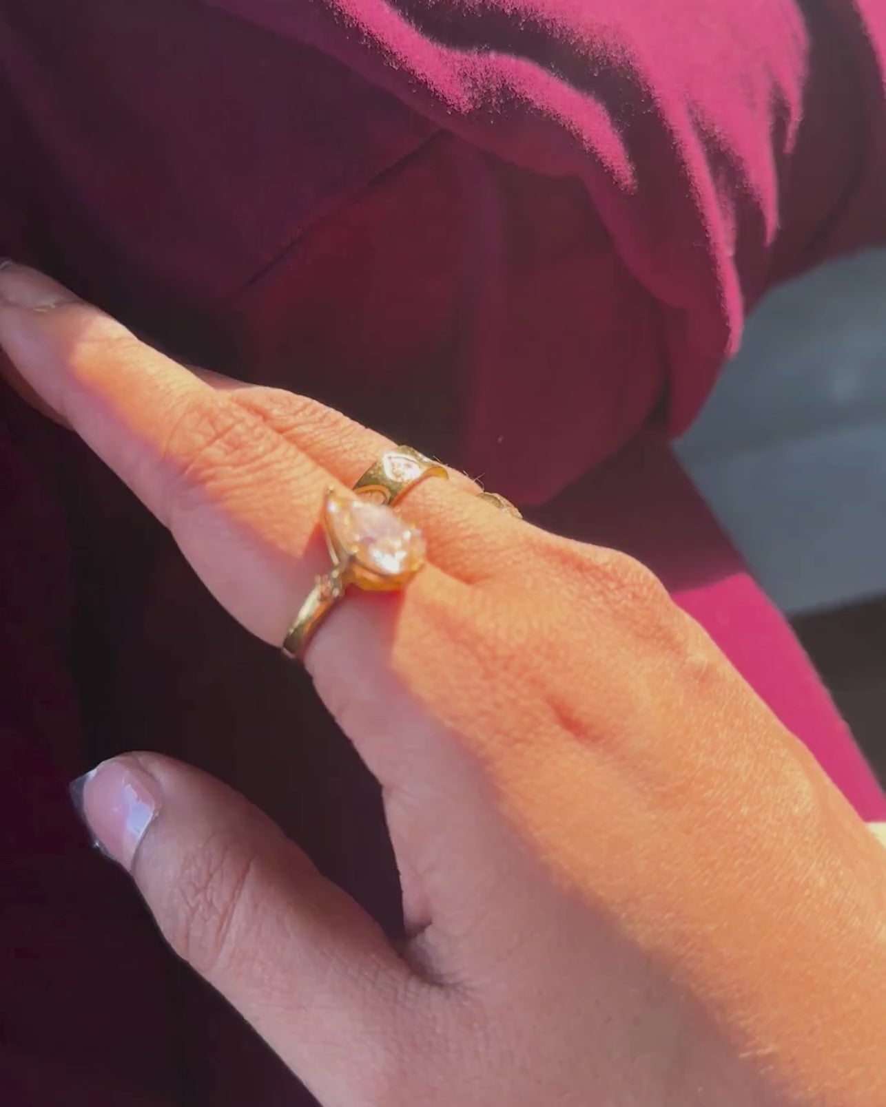 Élise 18K Gold Plated Pear Cut CZ Solitaire Ring